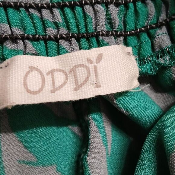 Oddy green gray off the shoulder fern printed wide leg belted jumpsuit  Sz 2XL - Picture 9 of 10